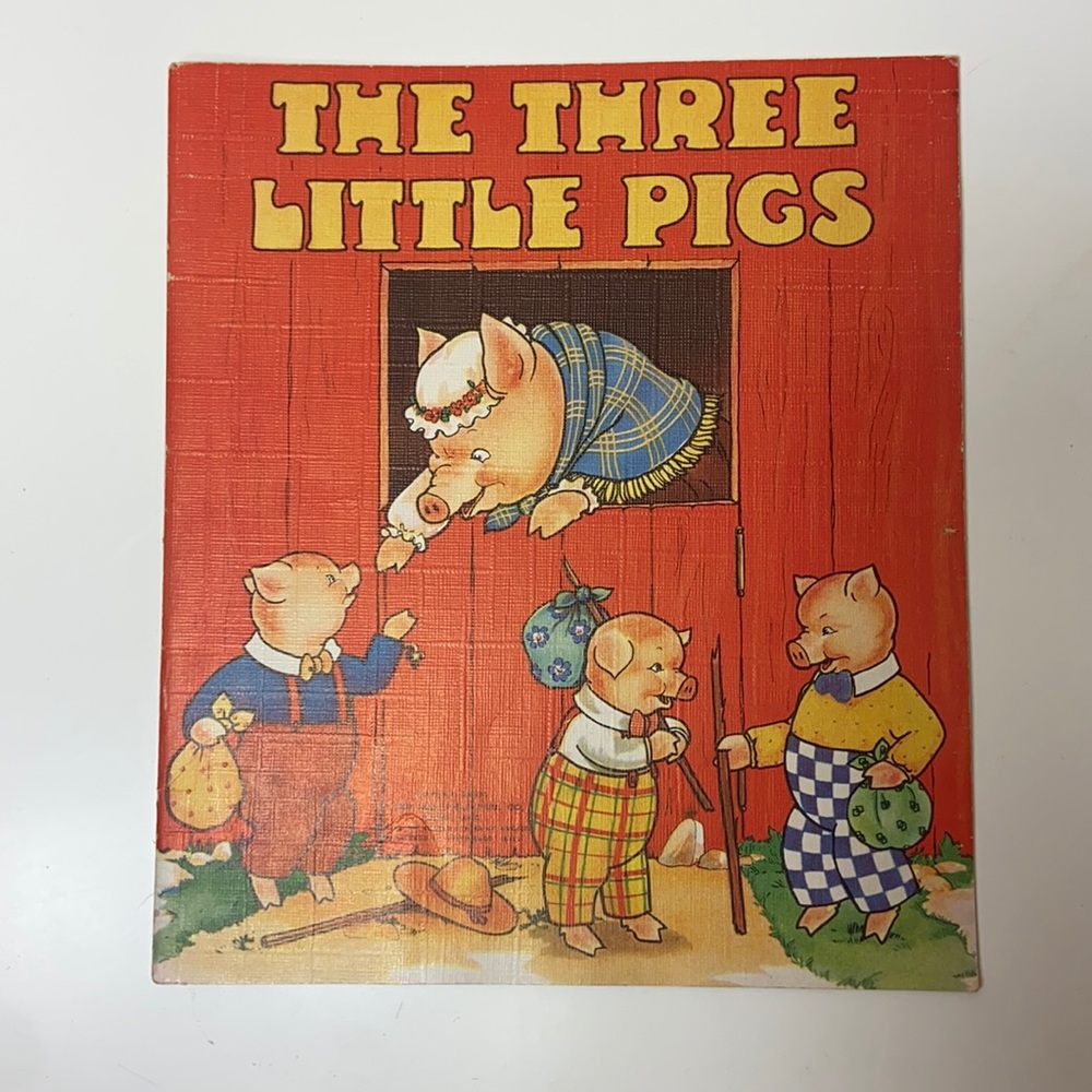 Vintage 1940 Linen 📙 “The Three Little Pigs” 🐽 Illustrated Children’s Book